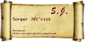 Sorger Jácint névjegykártya